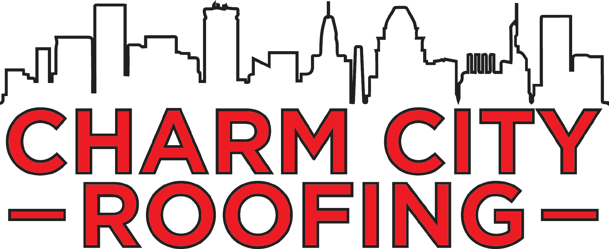 Charm-City-Roofing-Logo-White Fill- No SKyline-Background - 2023